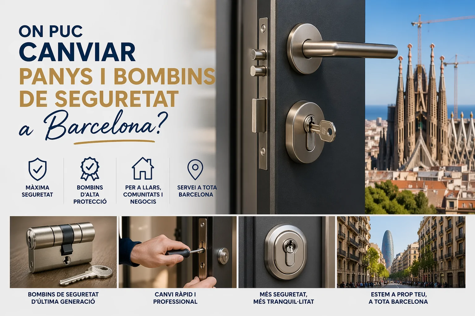 Com contractar un servei urgent de canvi de bombins a Barcelona? On puc canviar panys i bombins de seguretat a Barcelona - Com contractar un servei urgent de canvi de bombins a Barcelona?