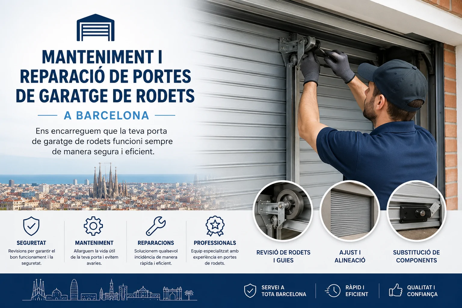 Manteniment i reparació de portes de garatge de rodets a Barcelona Manteniment i reparacio de portes de garatge de rodets a Barcelona - Manteniment i reparació de portes de garatge de rodets a Barcelona